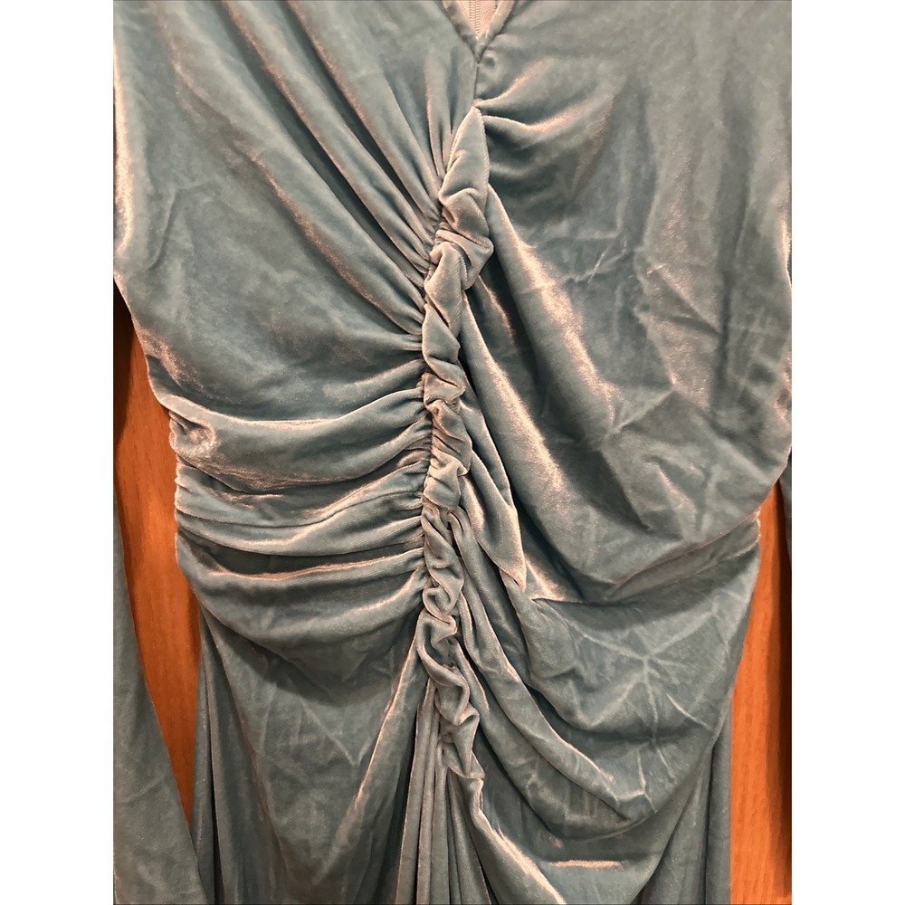 RACHEL COMEY  New York Tourquoise Velvet Dress Size 6 Maxi Long Sleeves Boho - Picture 4 of 10